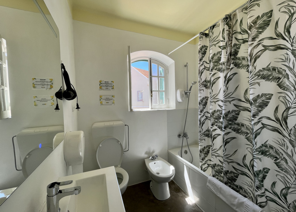 Double bed room with shared bathroom